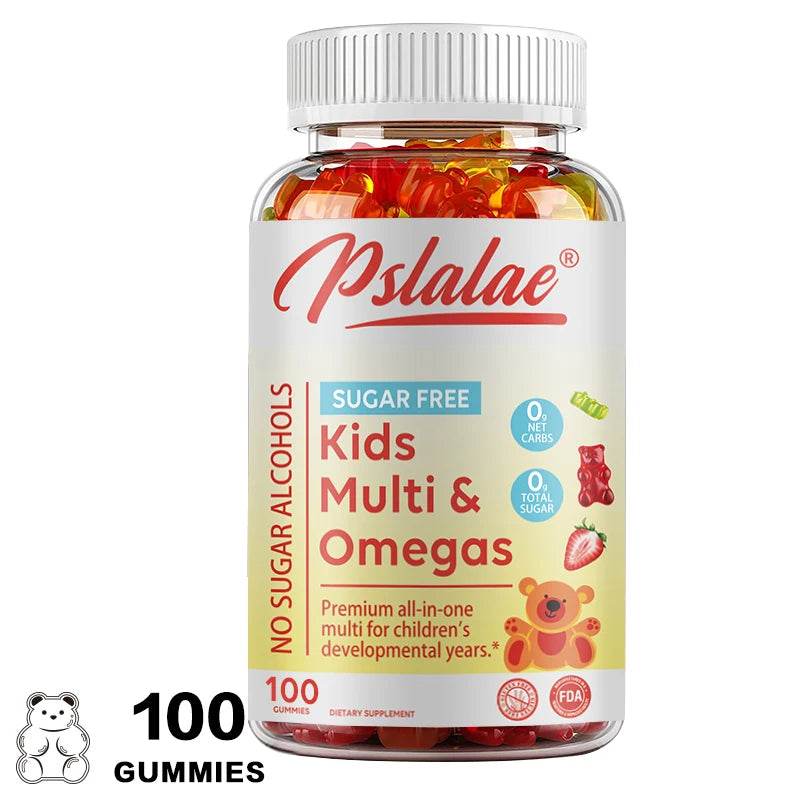Multivitamin Gummies for Kids, Sugar Free Gummies with Vitamins C, D, B6 & Zinc, Flaxseed Oil Omega 3 ALA, Erythritol Free