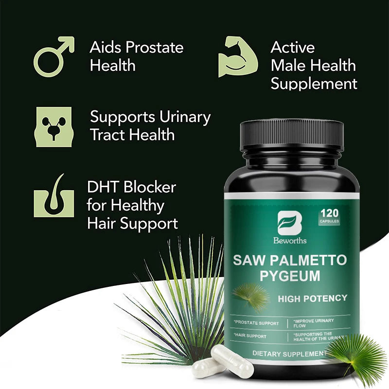 BEWORTHS Saw Palm Supplement Helps Promote Prostate Health & Prevent DHT Hair Loss No Gluten,Non-gmo Hair Growth