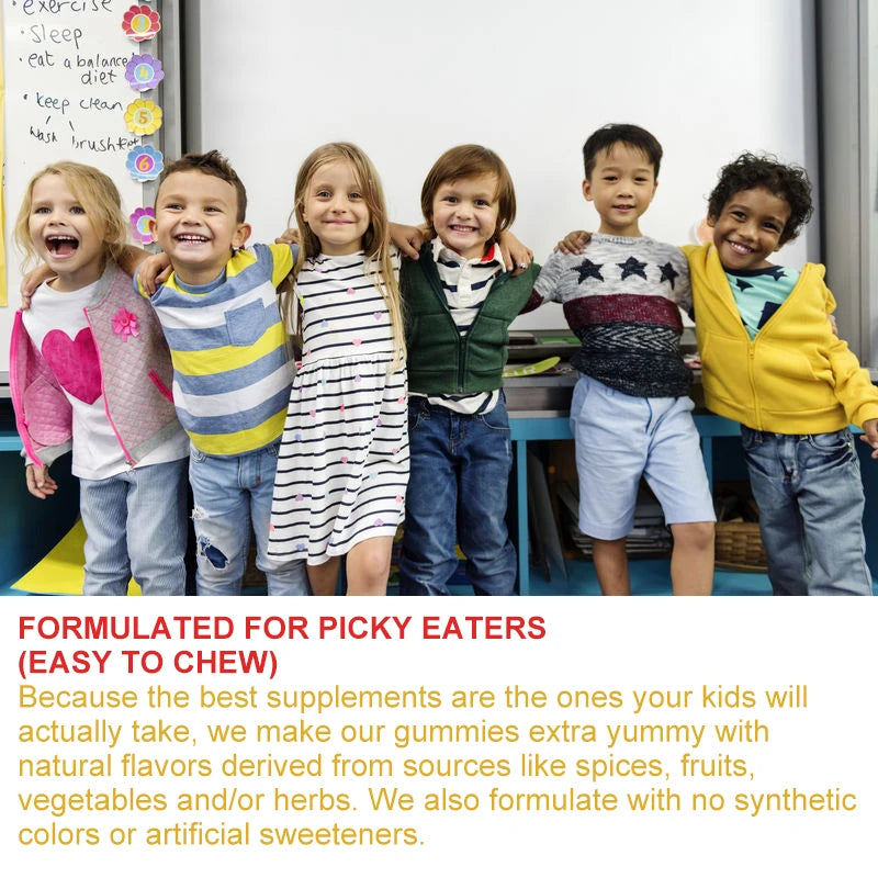 Multivitamin Gummies for Kids, Sugar Free Gummies with Vitamins C, D, B6 & Zinc, Flaxseed Oil Omega 3 ALA, Erythritol Free