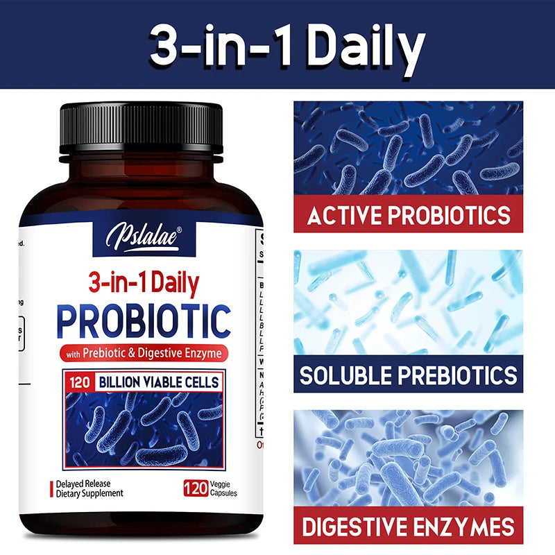 Probiotics + Prebiotics + Digestive Enzymes - Improves Digestion and Immunity, Relieves Constipation, Supports Intestinal Health