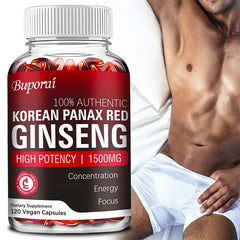 Korean Red Panax Ginseng Supplement - Increases Energy, Strength, Vitality, Performance and Focus