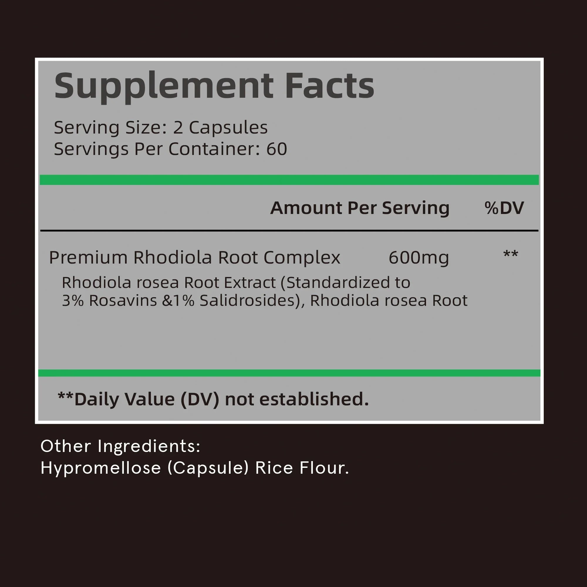 Rhodiola Rosea Capsules - Boosts Energy and Stamina, Improves Mood,Relieves Stress,  and Enhances Focus - 120 Capsules
