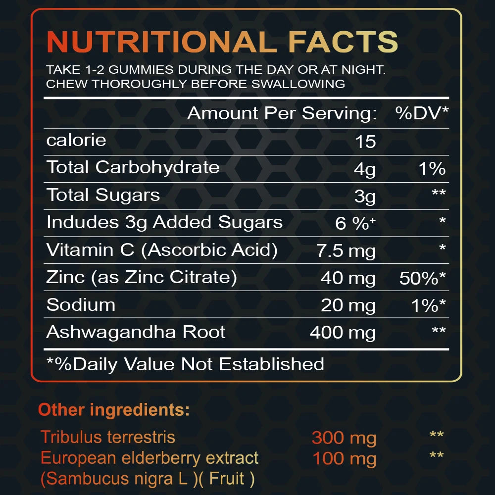 European Elderberry Extract 100 mg, Vitamin C, Potassium Citrate, Supports Natural Growth, Easily Absorbed, 60 Gummies