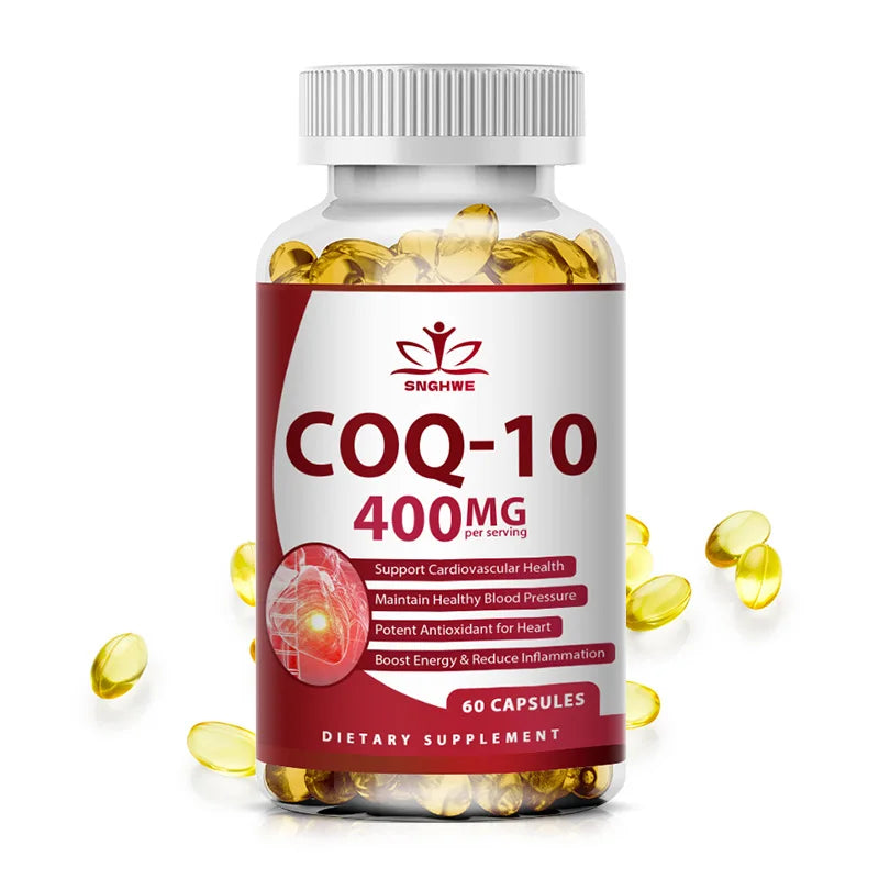 120pcs Organic Q10 Coenzyme 400mg Capsules Cardiovascular and Heart Health Energy Vitamins Beauty and Health