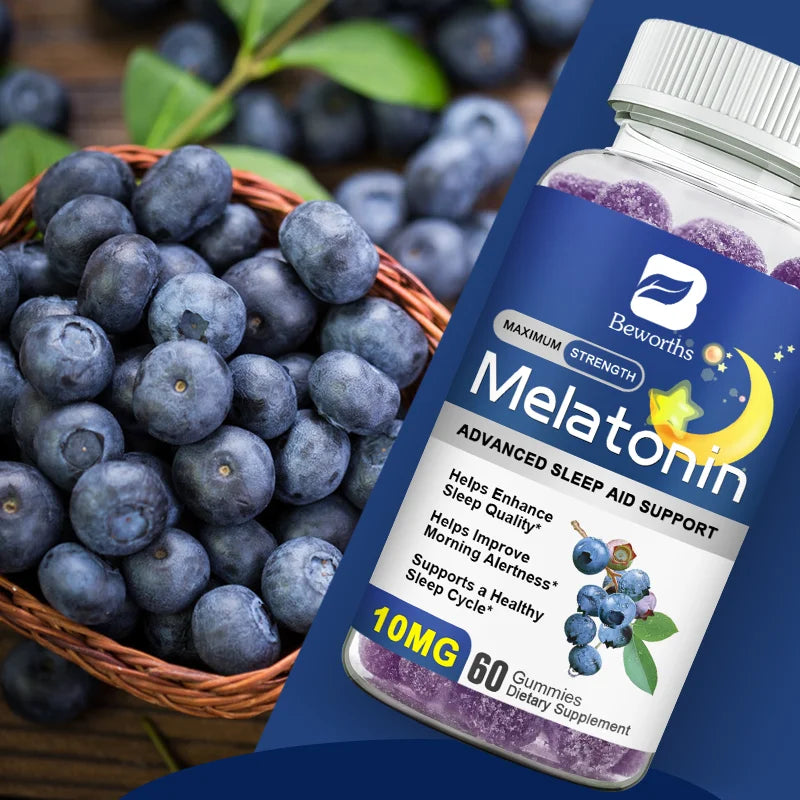 B BEWORTHS Blueberry Melatonin 10mg Gummies Sleeping Creative for Sleep Sleeping Pills Melatonin for Sleep Relaxing For Adult