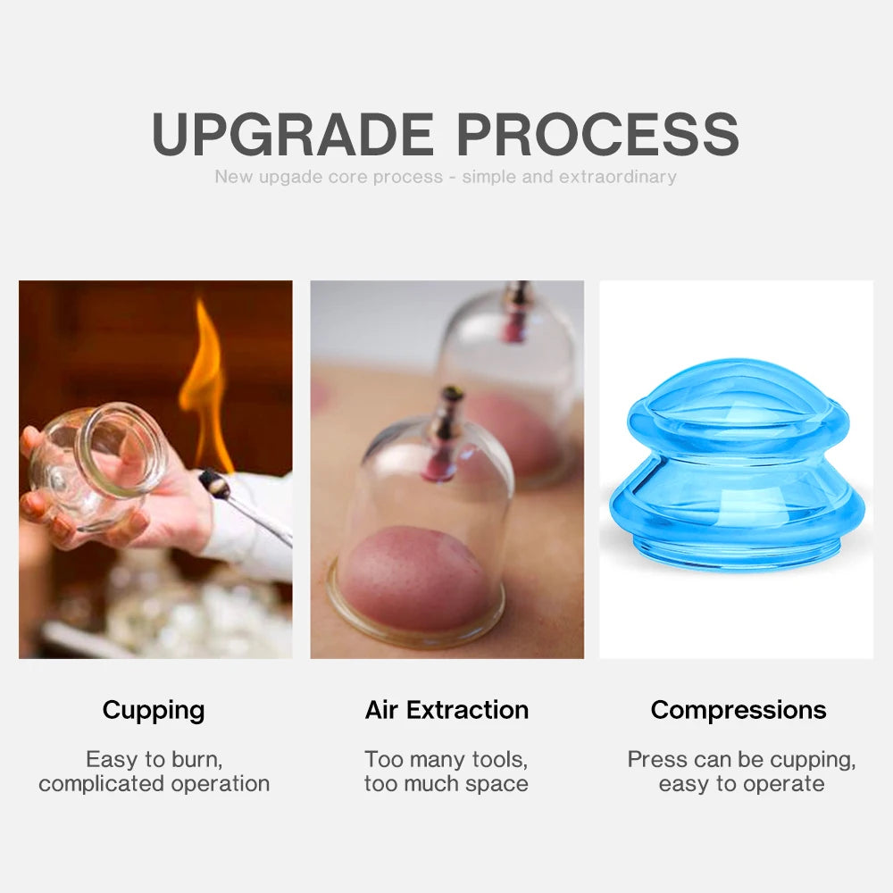 Silicone Vacuum Cupping Set Massage Body Cups Back Gua Sha Ventosas Suction Cup Anti-Cellulite Skin Lift Physiotherapy Jars