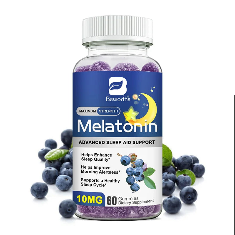 B BEWORTHS Blueberry Melatonin 10mg Gummies Sleeping Creative for Sleep Sleeping Pills Melatonin for Sleep Relaxing For Adult