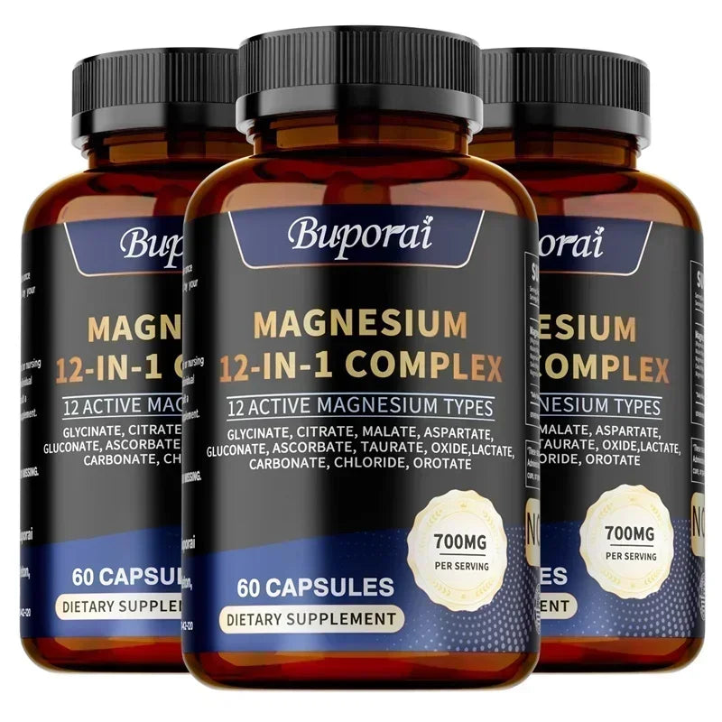 Magnesium 12-IN-1 Complex - Supports Heart and Bone Health, Aids Relaxation, Improves Muscle Strength, and Boosts Immunity