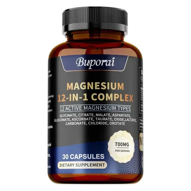 Magnesium 12-IN-1 Complex - Supports Heart and Bone Health, Aids Relaxation, Improves Muscle Strength, and Boosts Immunity